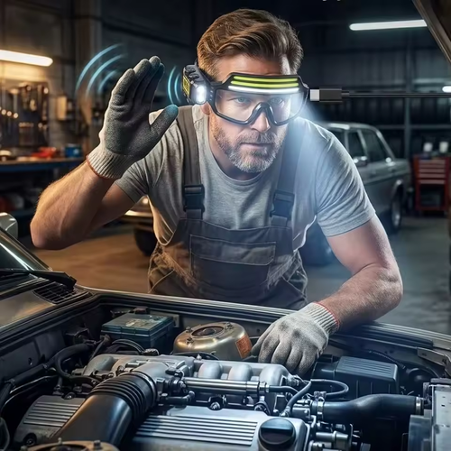 Rechargeable COB LED Glasses Headlight TYPE C Waterproof Lightweight Adjustable Angle Work Lamp for Car Maintenance Repair