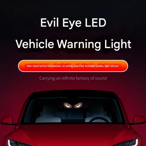 Car Solar Neon Warning Light Demon Eye LED Breathing Atmosphere Lamp with Suction Cup Light Sensor Type C