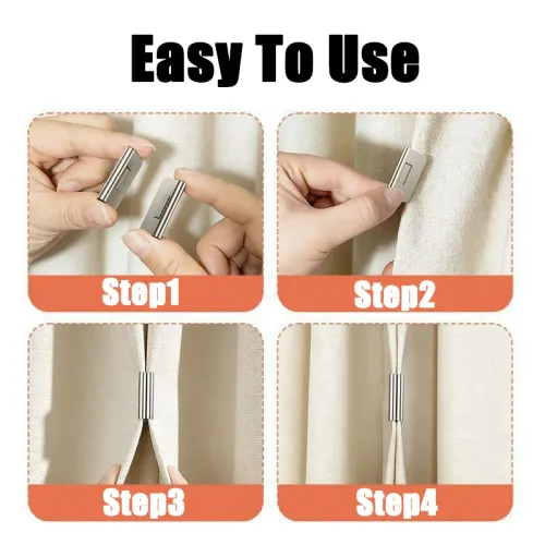 5 pairs  Strong Magnetic Curtain Clips for Prevent Light Leaking Keep Curtain Closed for Home Bedroom Office Curtain Draperies