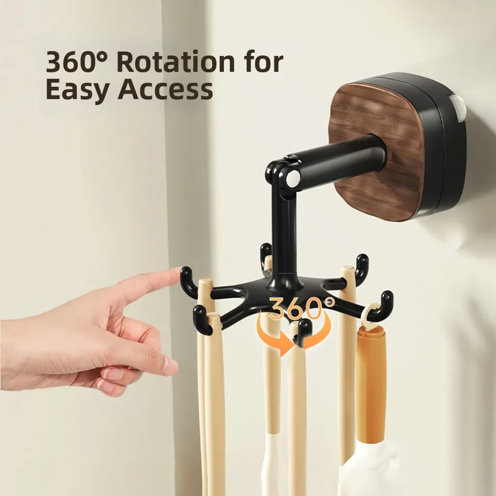 2PCS Rotatable Kitchen Utensil Holder Punch Free Wall Mount Space Saving Multifunctional Household Kitchen Storage Must-have