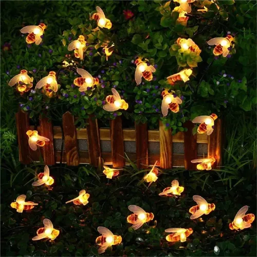 Solar Lights String Led Honey Bee Shape Solar Powered Fairy Lights For Outdoor Home Garden Fence Summer Decoration