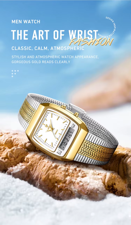 Unisex Luxury Dual-Display Quartz Waterproof Watch