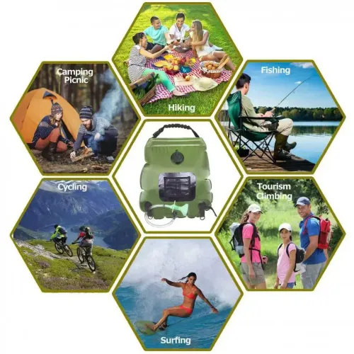 Large Capacity 20L Outdoor Shower Bag Solar Powered Heating for Camping Beach Trip Portable Bath Solution Outdoor Camping