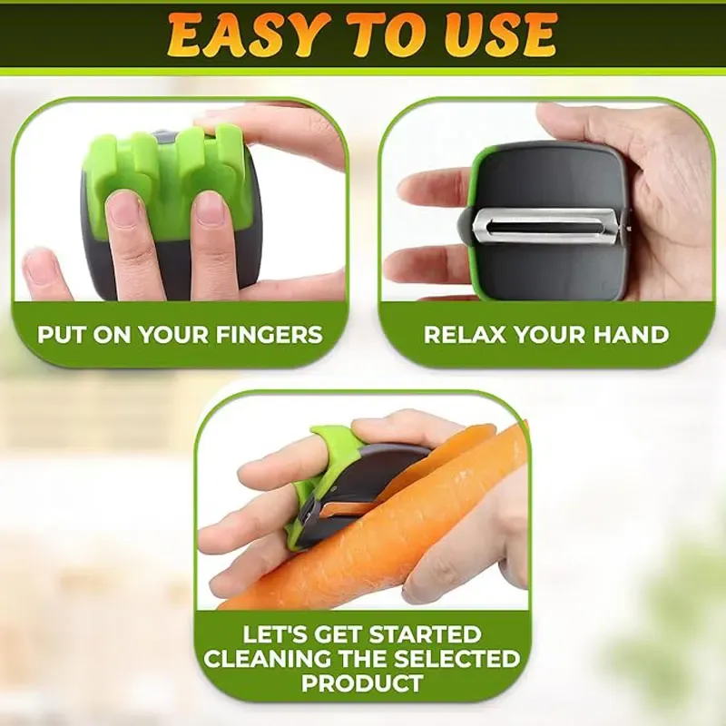 5PCS Stainless Steel Handheld Vegetable Peeler with Rubber Finger Grips Multifunctional Kitchen Tool Accessory Peeler