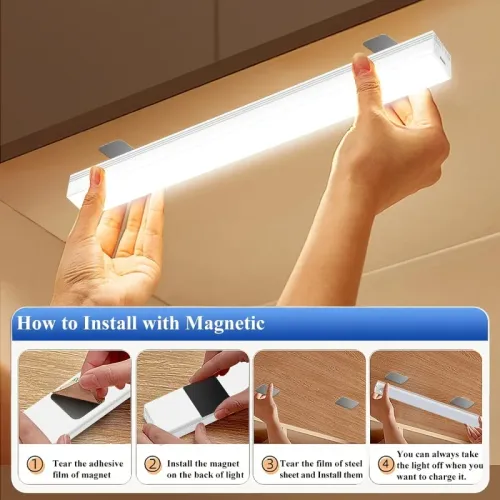 LED Motion Sensor Light Wireless LED Night Light Type C Rechargeable Light Cabinet Wardrobe Lamp Staircase Backlight For Kitchen