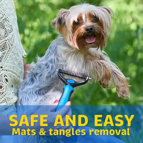 Pet Deshedding Brush Two Sided Pet Grooming Comb Stainless Steel Shedding Pet Comb Professional Hair Removal Brush for Dogs Cats