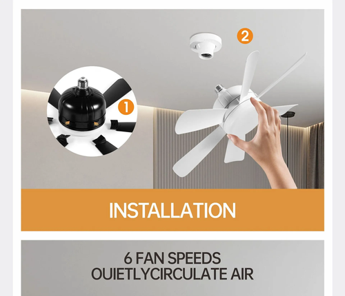 Screw-type lamp holder fan household silent fan chandelier easy to install remote control ceiling fan light electric fan light fan light