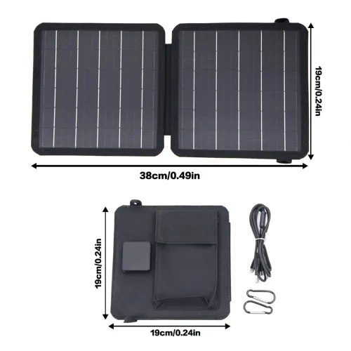 10W Folding Solar Panel Charger Bag IP65 Waterproof Portable Solar Charger USB and Type-C Dual Output Ports for Phones Power
