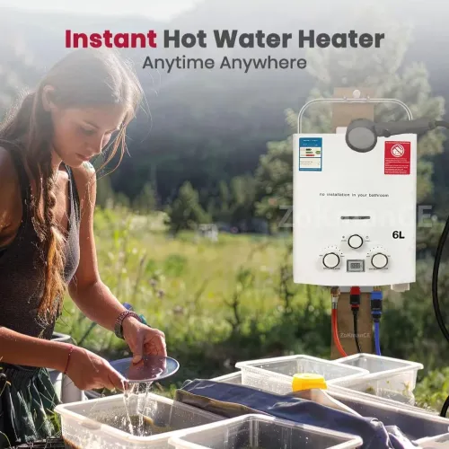This 6L outdoor portable gas water heater does not require indoor installation. It has a portable design for easy carrying. Gas-driven without the need for electricity connection. It has a 6L large flow rate and constant temperature water output. Winter and summer modes are adjustable. The dual knobs provide precise temperature control. It is suitable for camping, RVs, and other scenarios, allowing you to enjoy free hot water outdoors.