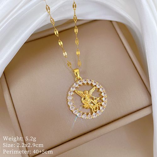Greek Goddess Pendant Necklace Gold Plated Stainless Steel Chain Vintage Angel Lucky Jewelry