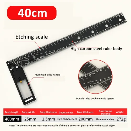 Multi functional Right Angle Ruler 45-90 Degree Hole Angle Ruler Industrial Grade Positioning Marking Angle Ruler Woodworking