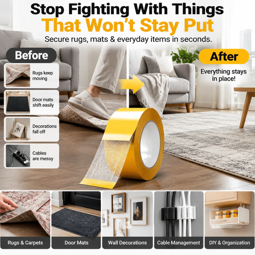 2pcs Heavy-Duty Double-SidedGrid Tape - Strong Hold, EasyTear & Clean Removal