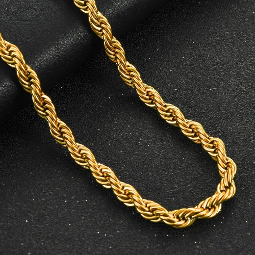 Men's hip-hop gold-plated necklace with a fashionable and high-end feel Gold 5mm 20in