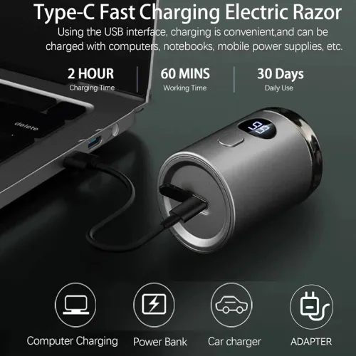 Men's electric mini shaver, dry and wet dual-use shaver, LED digital display rechargeable car shaver, home travel shaver