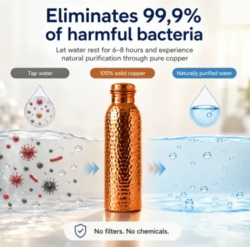 Premium Drinking Bottle Made of Solid Copper – Plastic-Free and Inspired by Ayurveda