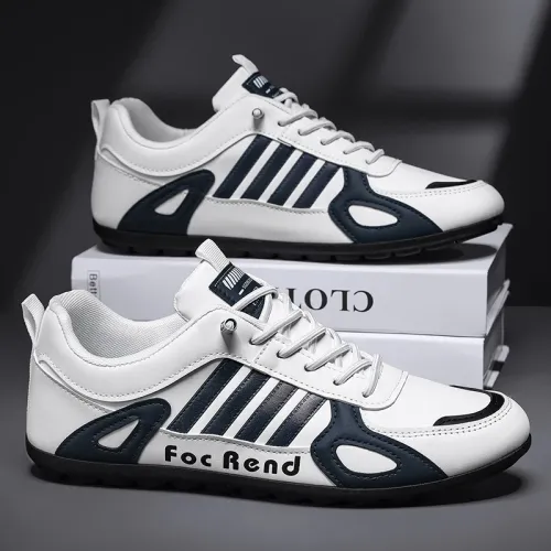 Casual Sports Shoes Slip-on Men Leather Shoes Flat Bottomed Skateboard Board Shoes Walking Travel Leisure Running Sneakers