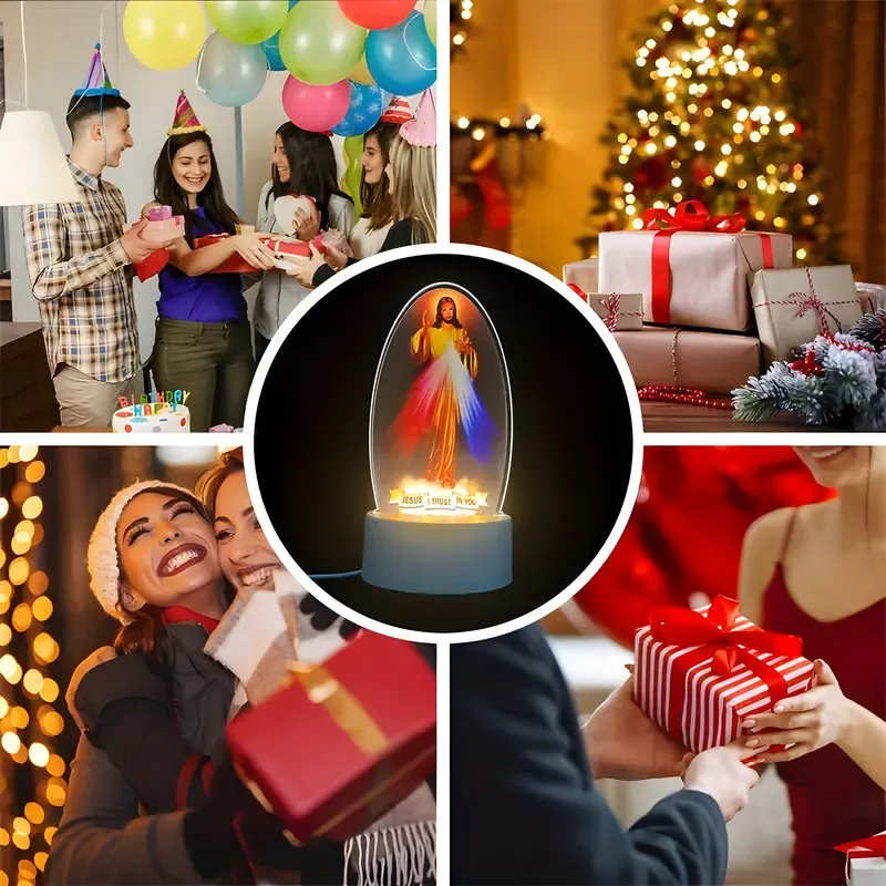 Jesus Night Light, Carved Jesus Figure, I Believe You Night Light, Church Memorial Religious Home Decor, Energy Saving LED Desk Lamp