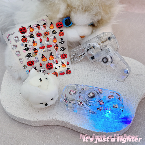Creative Transparent Gyro Lighters with DIY Stickers Windproof Ignition