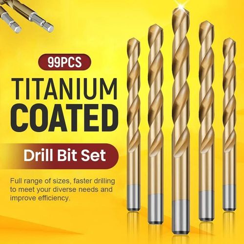 99-Piece Titanium Drill Bit Set – Sharper, Faster, Longer