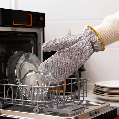 2pcs Stainless Steel Wire Dishwashing Gloves - Durable, Reusable Kitchen Cleaning Gloves