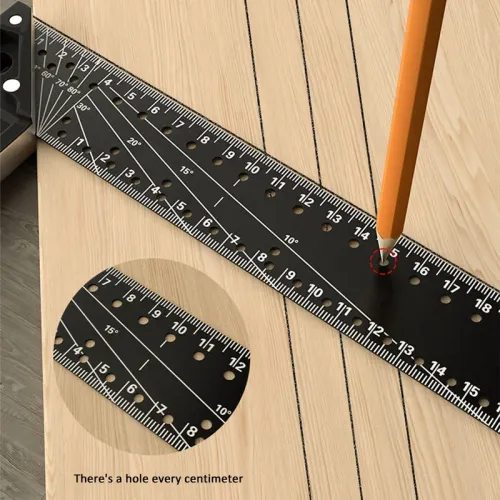 Multi functional Right Angle Ruler 45-90 Degree Hole Angle Ruler Industrial Grade Positioning Marking Angle Ruler Woodworking