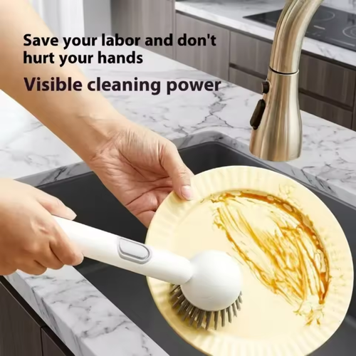 2Pcs Long-Handled Rotating Pot Brush Kitchen Scrubber Oil-Resistant Dish Washing Brush Non-Scratch Cleaning Tool For Pans Pots Sinks