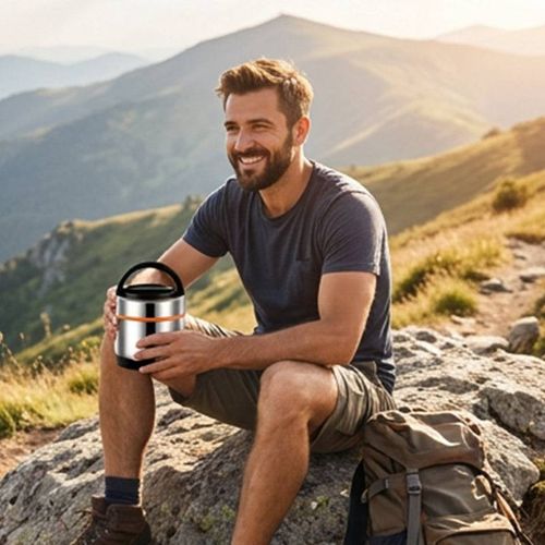 Stainless Steel Insulated Food Jar –  Thermal Lunch Container with Separate Compartments