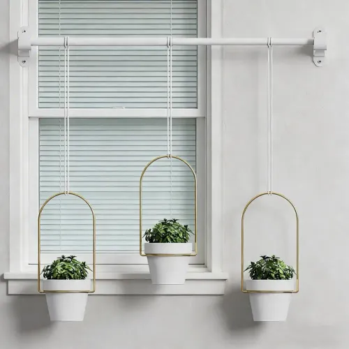 Multi-planter Hanging System Hanging Flower Pot Adjustable Hanging Plant Pot Set with Metal Rod
