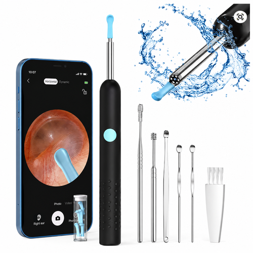 Wireless Visual Ear Cleaner 8MP HD Camera, WiFi Ear Pick Otoscope, 360° Ear Wax Removal Tool , for iPhone Android