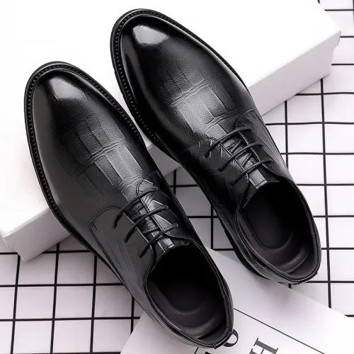 Men Leather Dress Shoes Luxury Lace-Up Oxford Shoes for Men Designer Pointed Toe Party