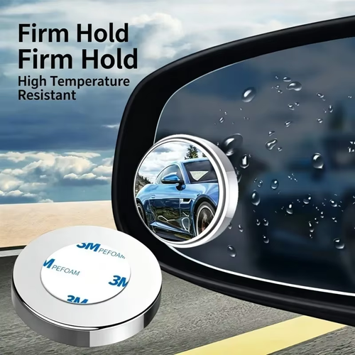 2Pcs Round Frame Convex Blind Spot Mirror Safety Driving Wide-angle 360 Degree Adjustable Clear Rearview Mirror