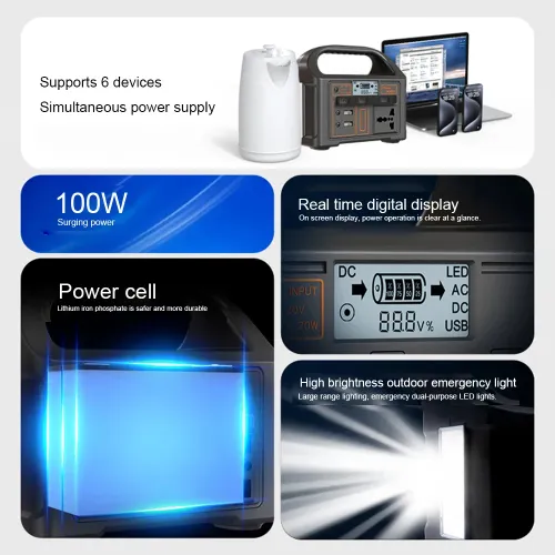 100W Portable Power Station Power Generator 110V 220V LED Light Emergency Solar Power Bank for Outdoor Camping Travel