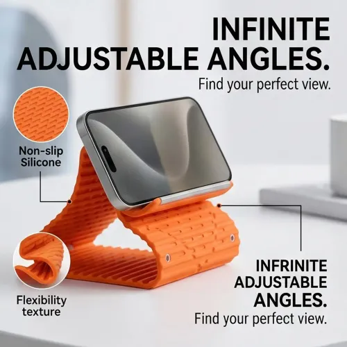 2PCS Creative Silicone Phone Stand - Flexible Foldable Transformable Desk Tablet Laptop Holder Travel Accessory