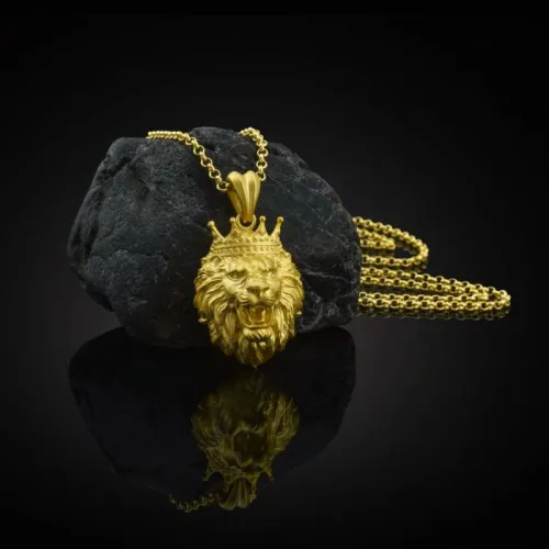 1Pc Crown Lion Head Necklace Men's Pendant