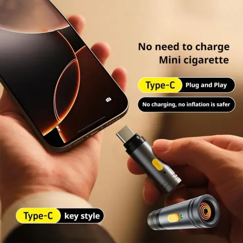Type-C Mini Windproof Energy saving Outdoor Wireless Silent Backup Phone Cigarette Lighter Portable Lighter