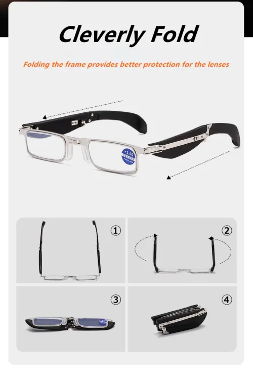 Foldable Reading Glasses 360 Degree Rotating Anti Blue Hd Reading Glasses Portable Lightweight For Middle-aged Elderly People