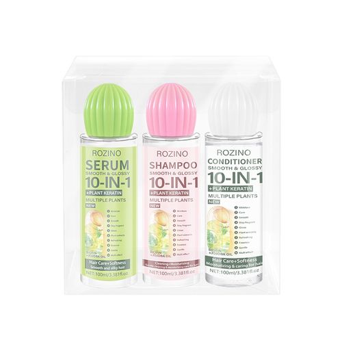 3Pcs 10-in-1 Botanical Keratin Shampoo & Conditioner Set