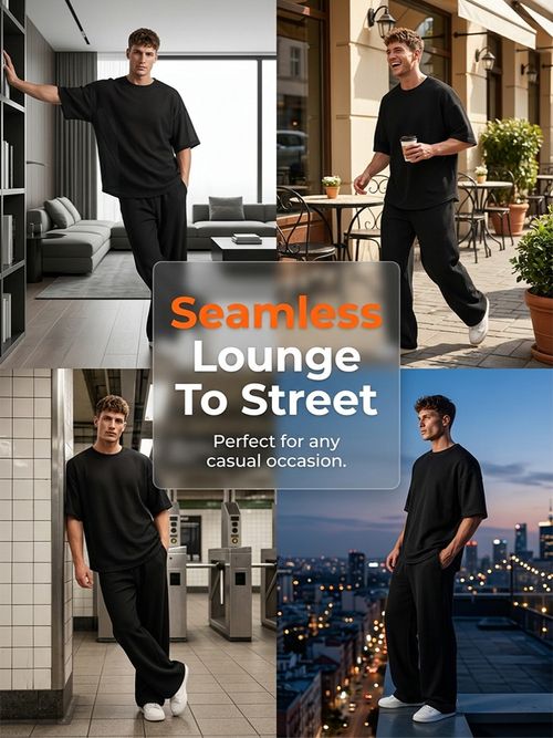 🎁 Fashion Week Style — 2026 New Arrival! 50% OFF Special Offer 💥 Men's T-Shirt + Wide-Leg Pants 2-Piece Set