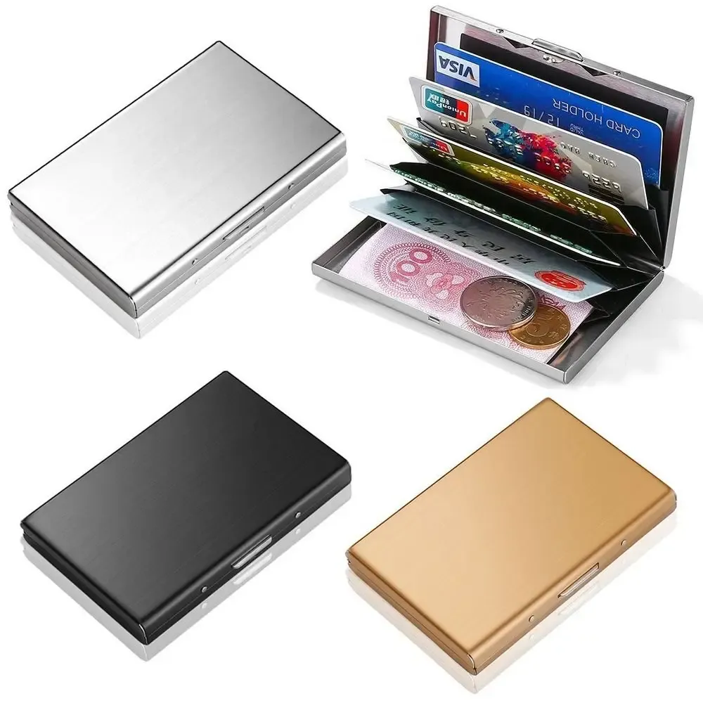 10 Slots Stainless Credit Card Holder Men Slim Anti RFID Travel ID Cardholder Debit Box Women Wallet Metal Case Porte Carte