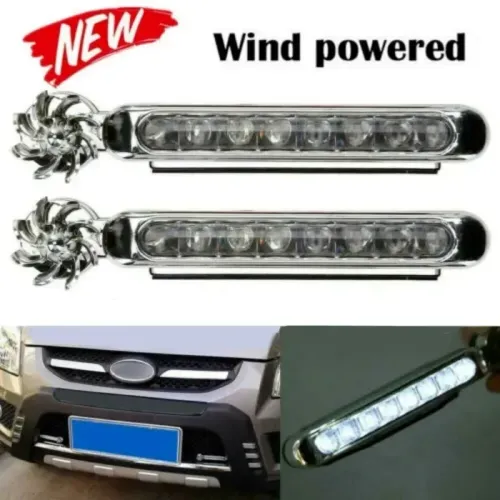 2PCS Wind Powered Car LED DayTime Running Light Auxiliary Lighting Rotation Fan Lamp Automobile Day Time Headlight led lights