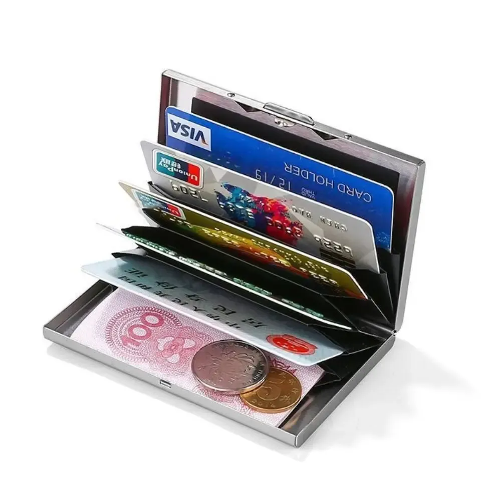 10 Slots Stainless Credit Card Holder Men Slim Anti RFID Travel ID Cardholder Debit Box Women Wallet Metal Case Porte Carte