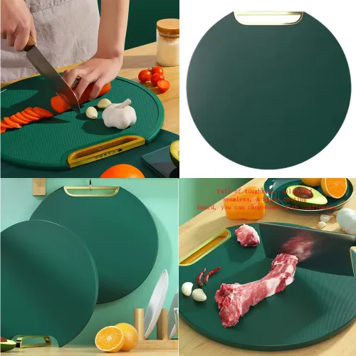 Double-Sided Round Kitchen Cutting Board – Mold-Proof PE, Non-Slip, Standable
