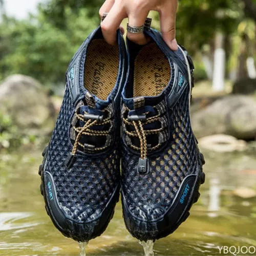 Men Sneakers Summer Wading Mesh Shoes Comfortable Slip on Outdoor Hiking Shoes Zapatos Hombre Casual Climbing Trekking Footwear