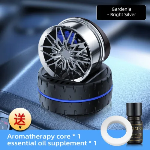 1Pcs Solar Car Air Freshener Wheel Hub Design Perfume Diffuser Decoration Vehicle Wheel Rotating Air Freshener Vehicle Air Fresheners