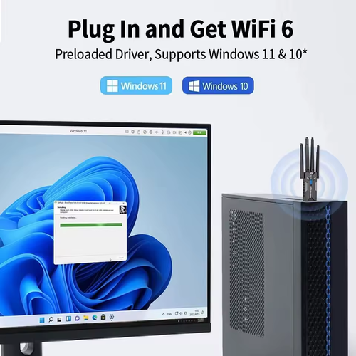 WiFi 6 USB Adapter 1800Mbps Dual Band 5GHz 2.4GHz Wireless Network Card with 4 High Gain Antennas USB3.0 WiFi Dongle Long Range Signal Receiver for PC Desktop Laptop Gaming Windows 11 10