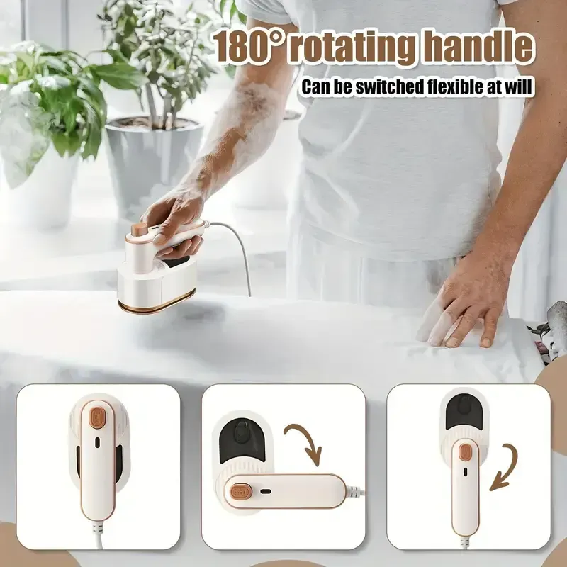 Compact Ironing Device, Quick Heating Mini Steam Iron, Travel-Friendly Mini Iron with Steam, Foldable And Rotatable Handheld Garment Steamer, Portable Flat Steam Iron