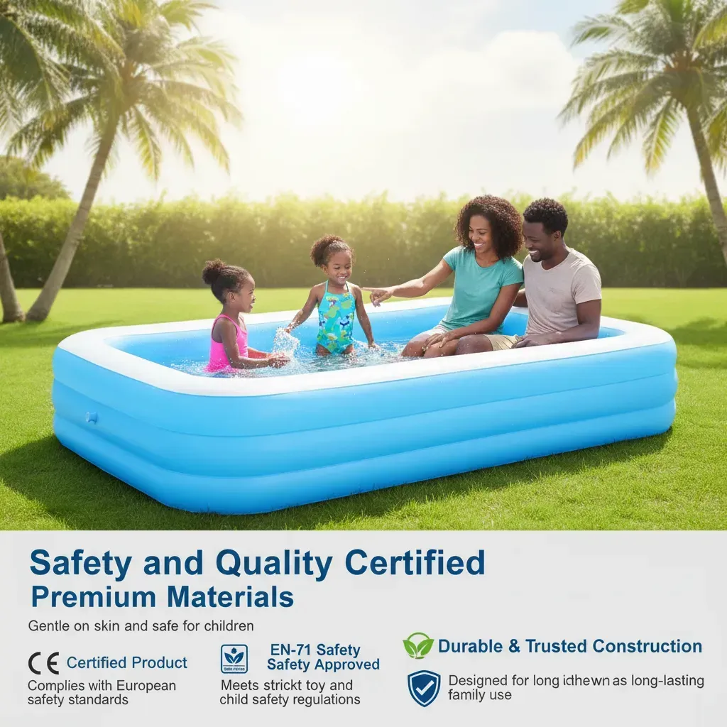 Oversized Family Blow-Up Pool – 210cm x 150cm x 60cm Backyard Water Park for Kids & Adults