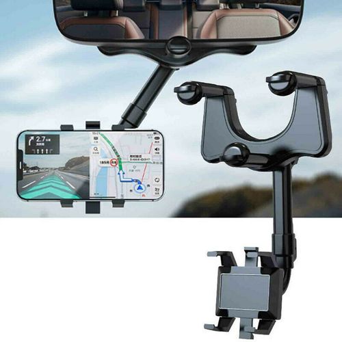 360 Car Rearview Mirror Phone Holder with Rotatable, Adjustable, and Telescopic Function