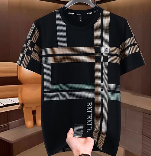 Men Striped Color Block Graphic Short Sleeve T-Shirt