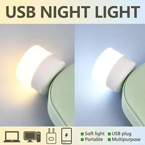 10PCS Mini USB Night Light  White  Book Reading Light USB Plug Computer Mobile Power Charging LED Night Lamp